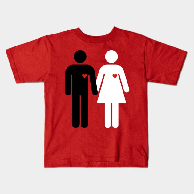 Woman and man black and white Kids T-Shirt by DrTigrou